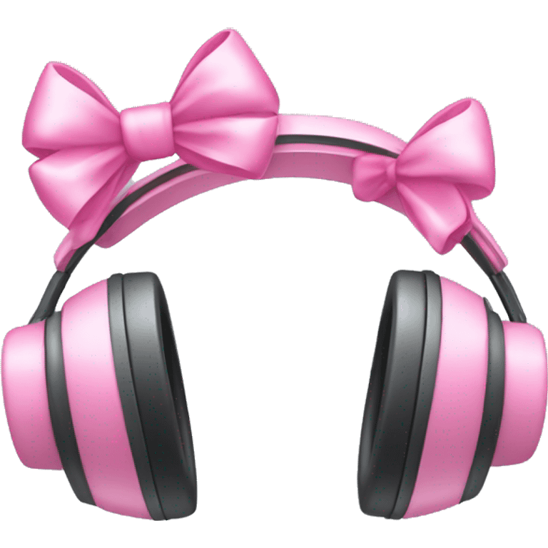 a headset with cute little pink bows emoji