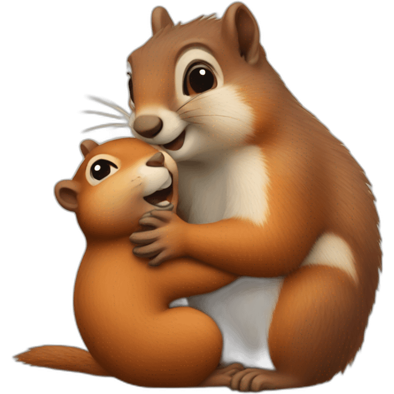 Squirrel hugs marmot emoji