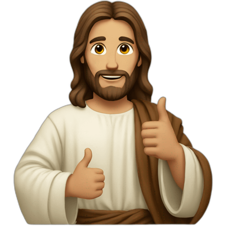 Jesus shows his thumb emoji