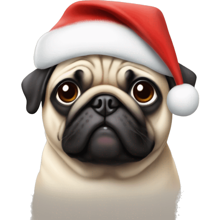 Pug with Santa hat  emoji