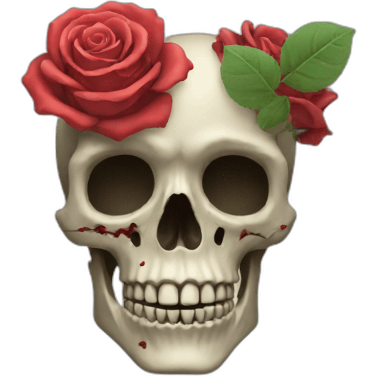 A skeleton head with roses inside it emoji