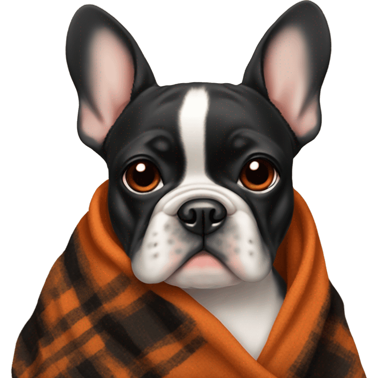 Black and tan frenchie with burnt orange blanket  emoji