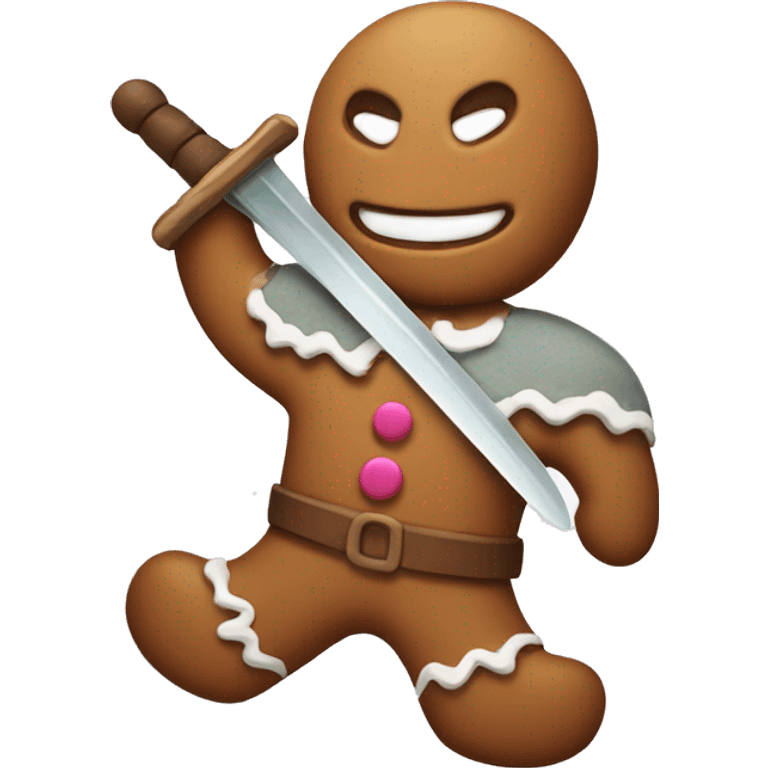 Gingerbread man with sword emoji