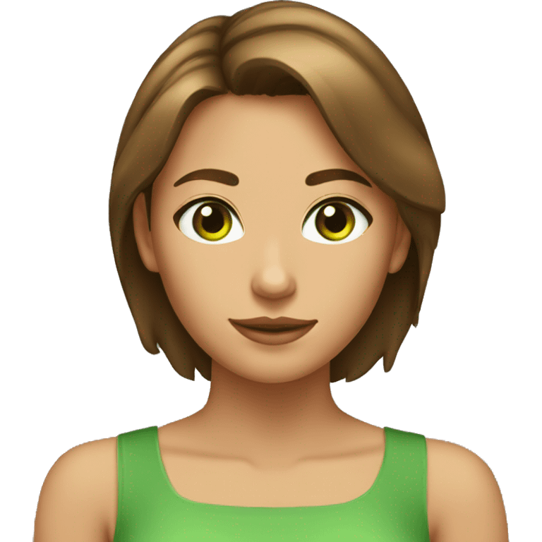 tan girl with short brown hair and green eyes birthday emoji