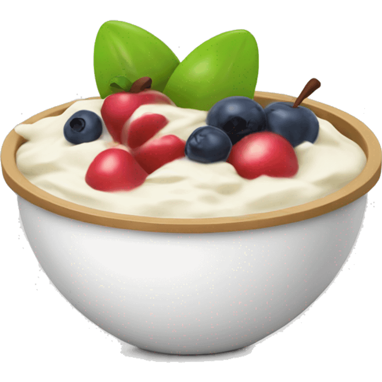 Yoghurt bowl with fruit apple style emoji emoji