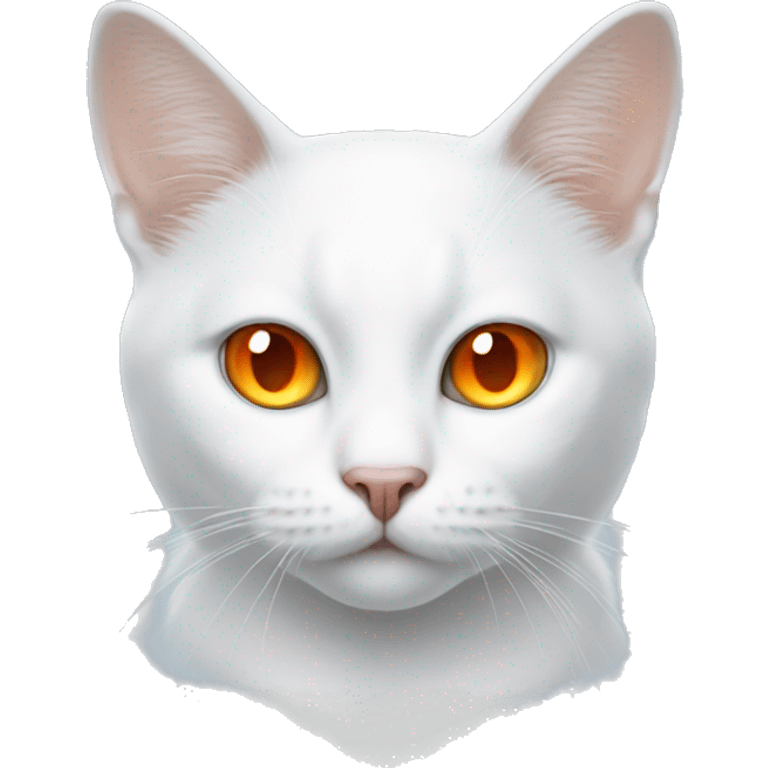 White cat with left orange eye and left blue eye  emoji