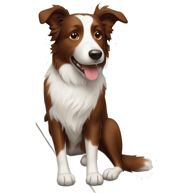 Brown border collie on surfboard emoji