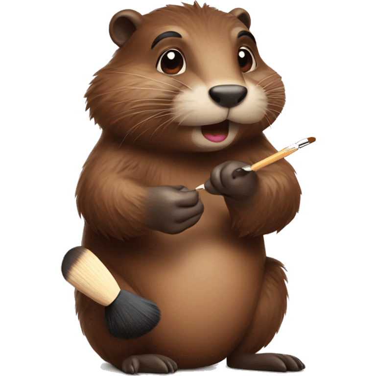 Beaver doing make up emoji