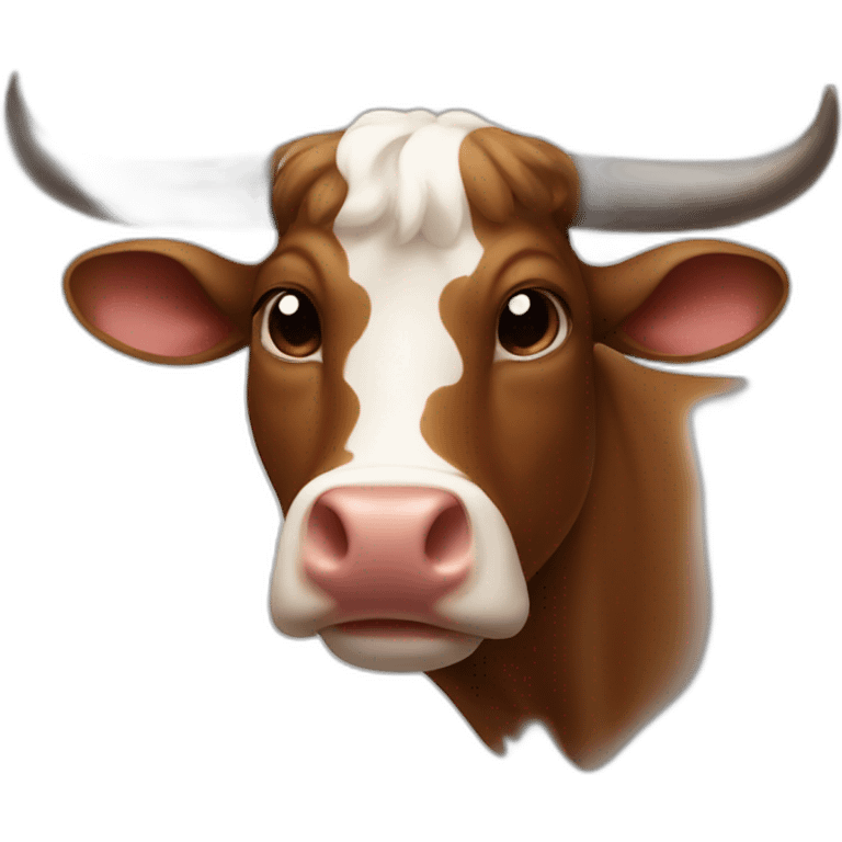 a brown bull white spot on head happy emoji