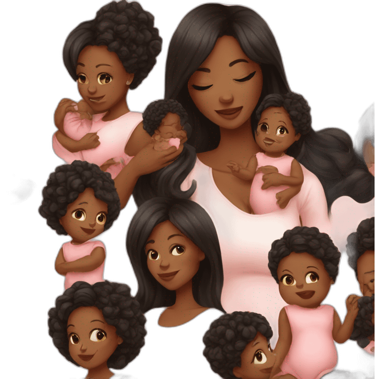 Beautiful Black women holding baby emoji