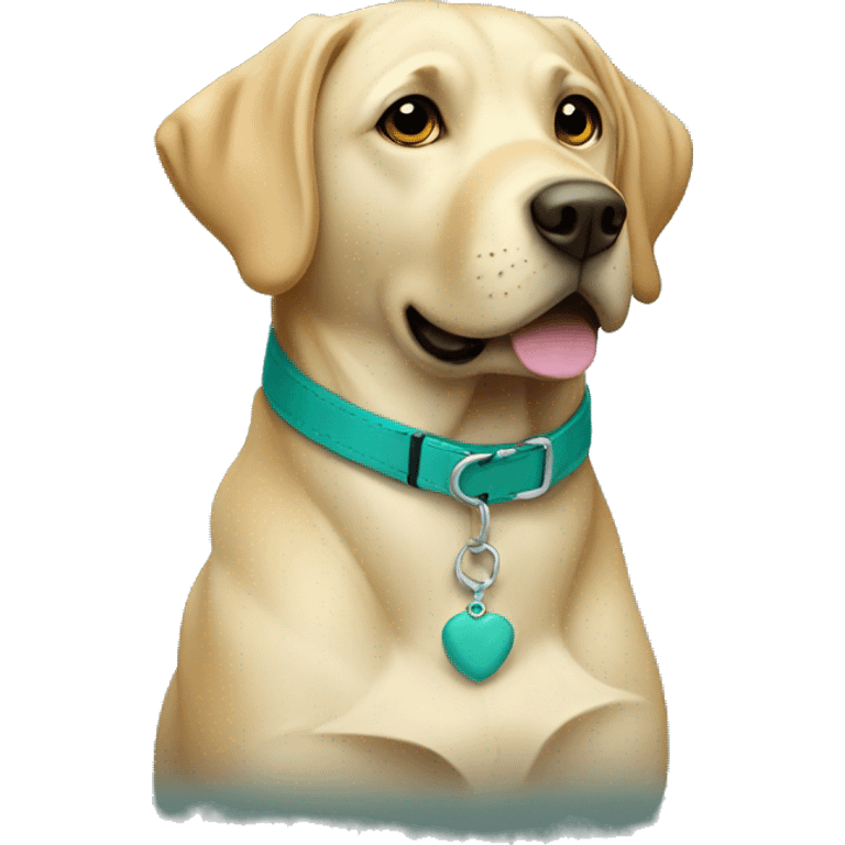 Labrador with a teal collar emoji