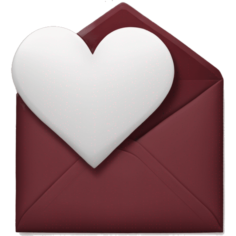 burgundy envelope with white heart stamp emoji