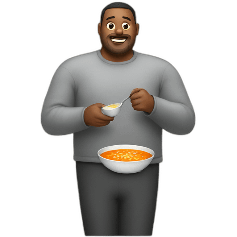 Large man with soup emoji