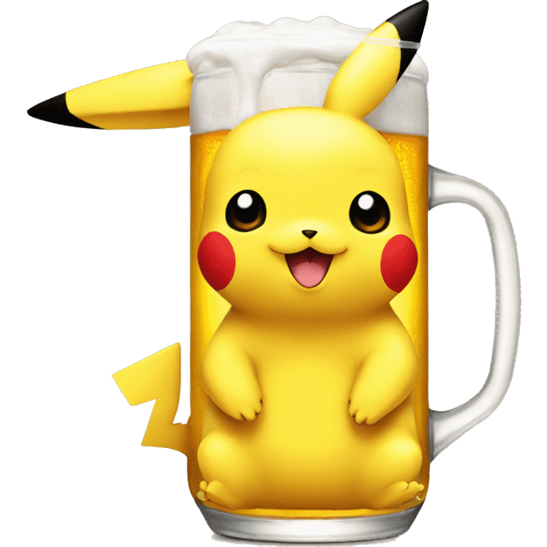 Pikachu avec une bierre emoji