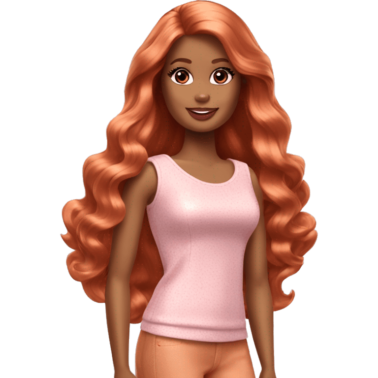 barbie, long wavy copper hair emoji