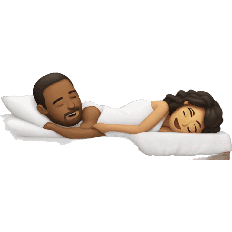 Woman and man cuddling in bed emoji