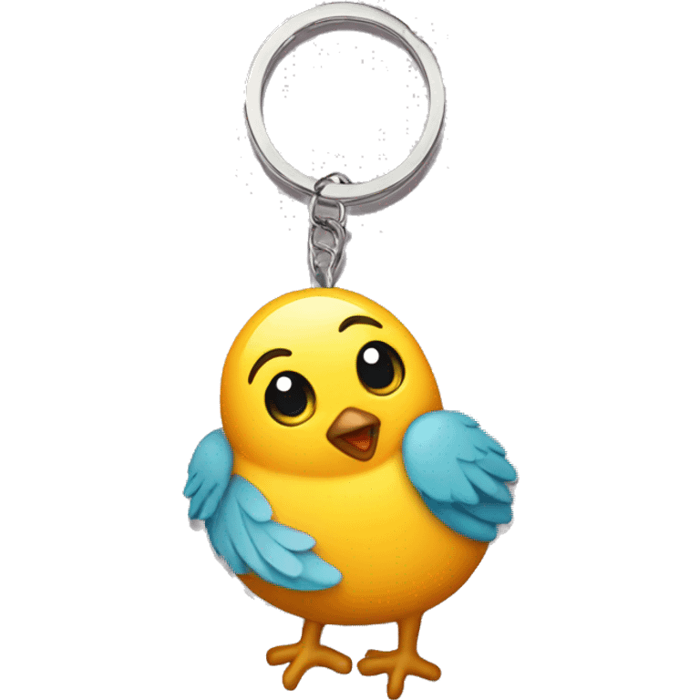 an cute keychain with a baby bird imprint on it  emoji