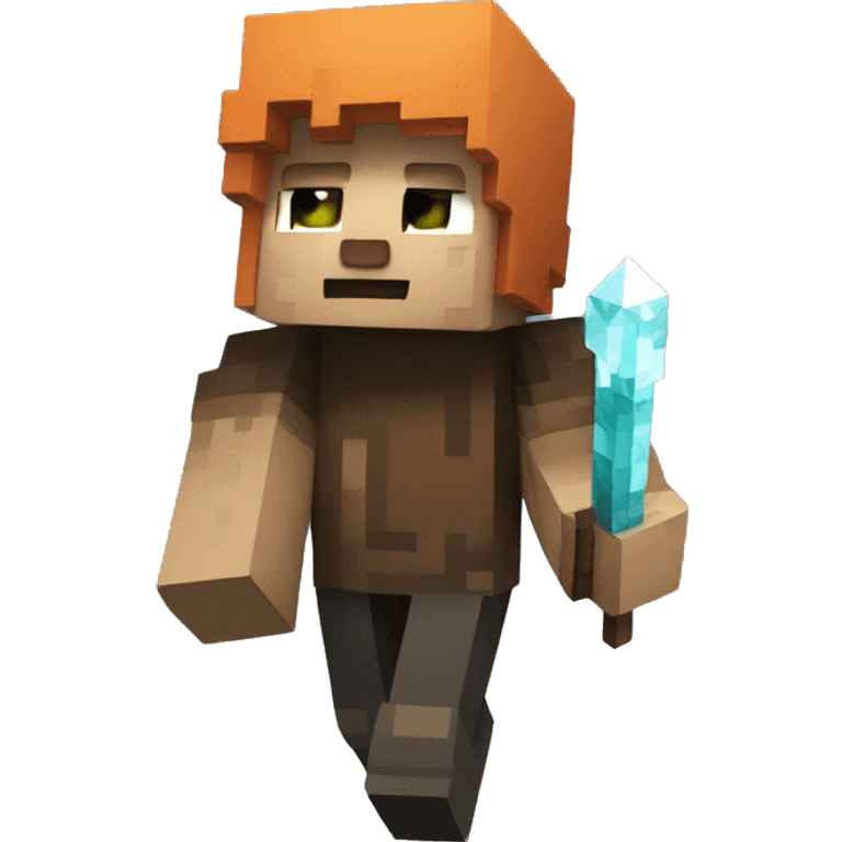 generate a Minecraft character who walks through a cave with stalactids emoji