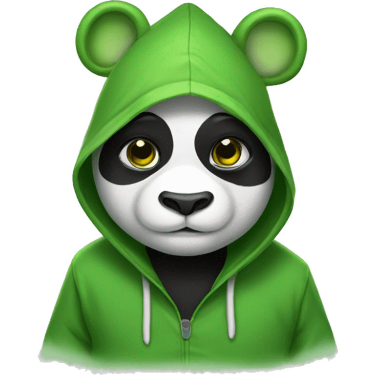 panda wearing frog hoodie emoji