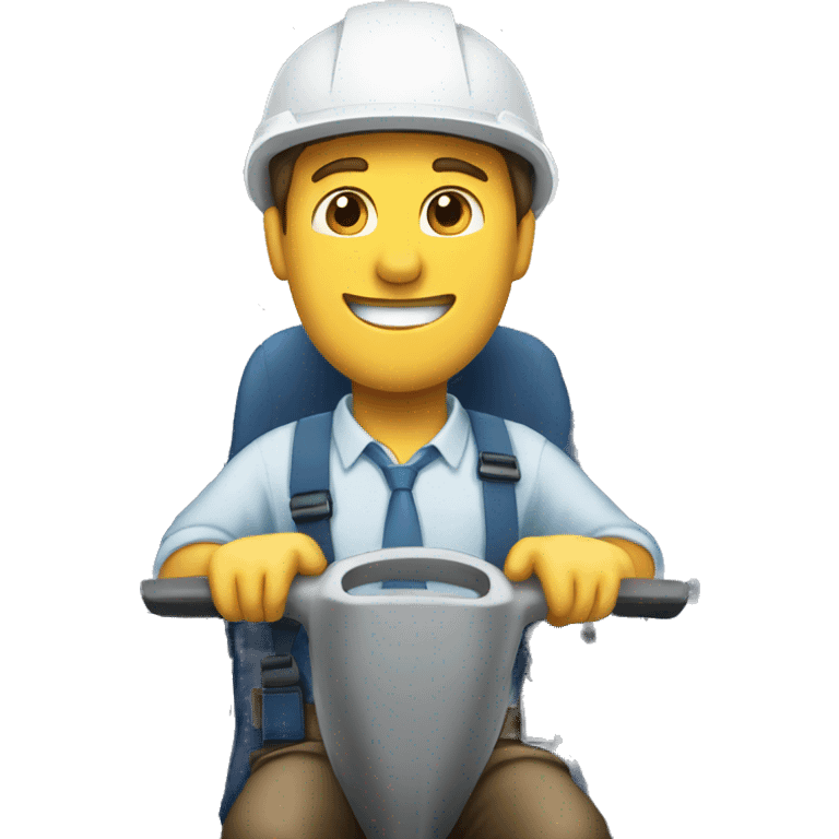 Man with hard hat riding a plane emoji