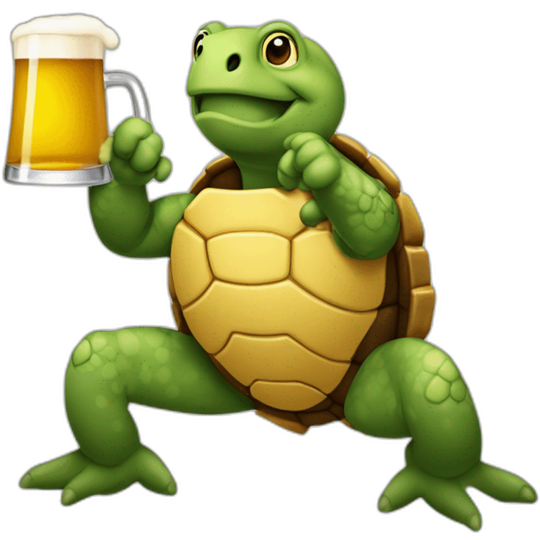 Tortue qui boit une bière emoji