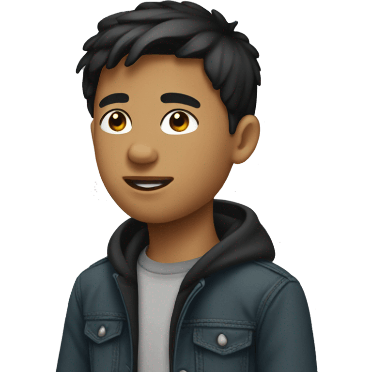 Teen boy with black short hair emoji