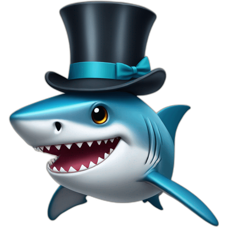 Shark with a top hat emoji