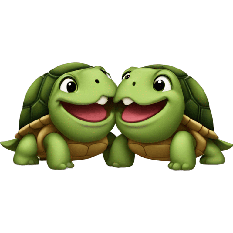 Two turtles kissing  emoji