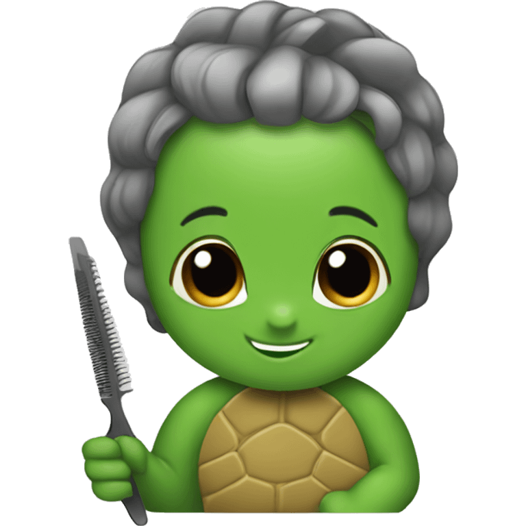 a turtle cutting hair emoji