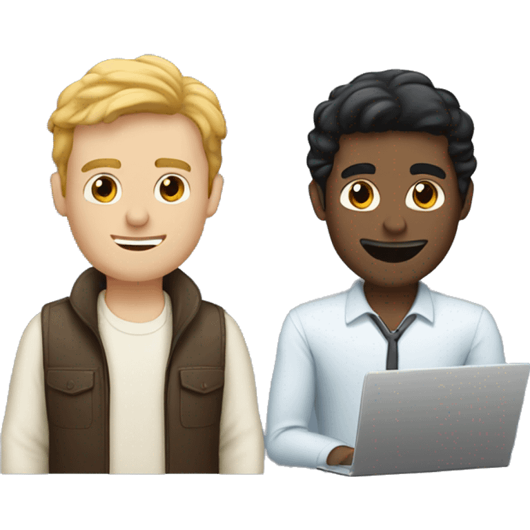 one white guy with black hair with laptop, plus one white guy with brown hair emoji