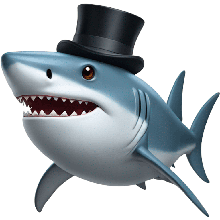 Shark with a top hat emoji