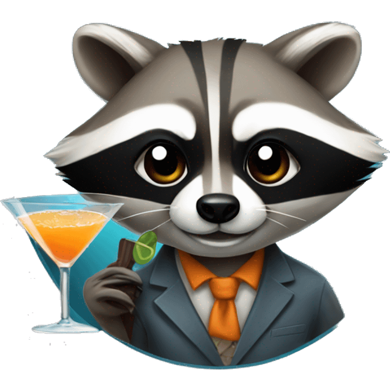 A raccoon making a martini emoji