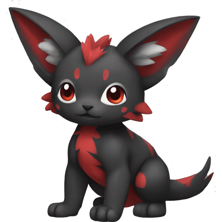 Cute cool black red animal hybrid Fakemon full body emoji