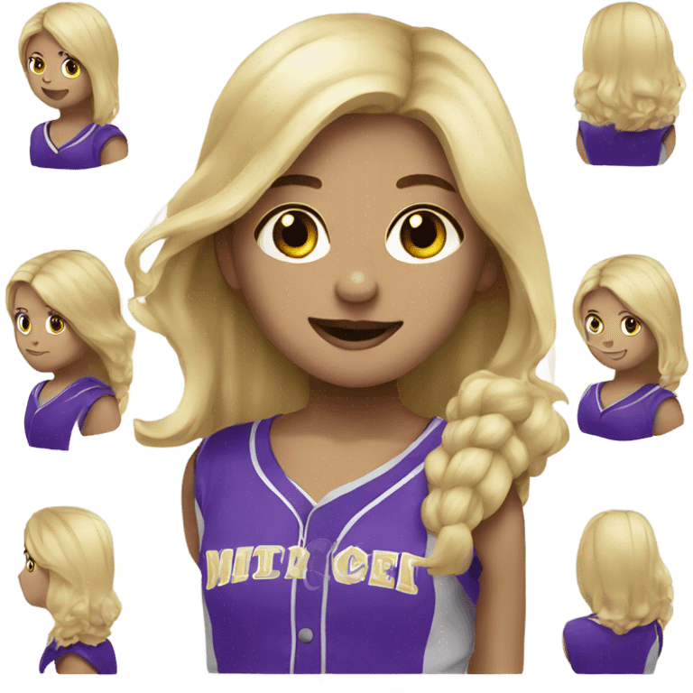 Girl softball blonde hair purple emoji