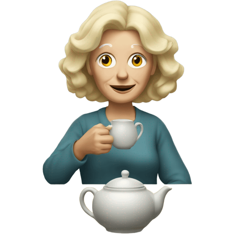 Old Blonde woman holding teapot emoji