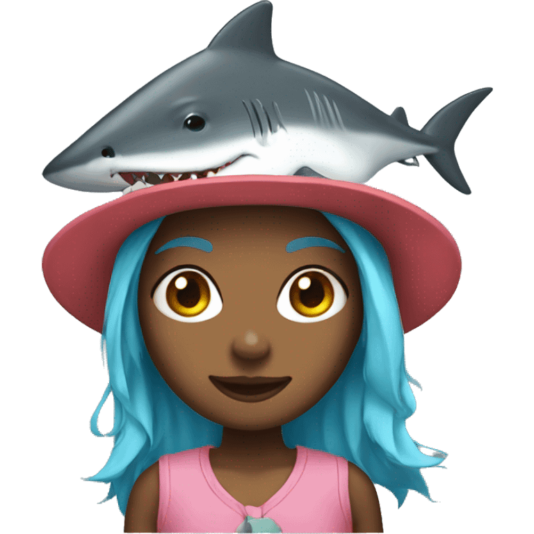 Girl with shark hat emoji