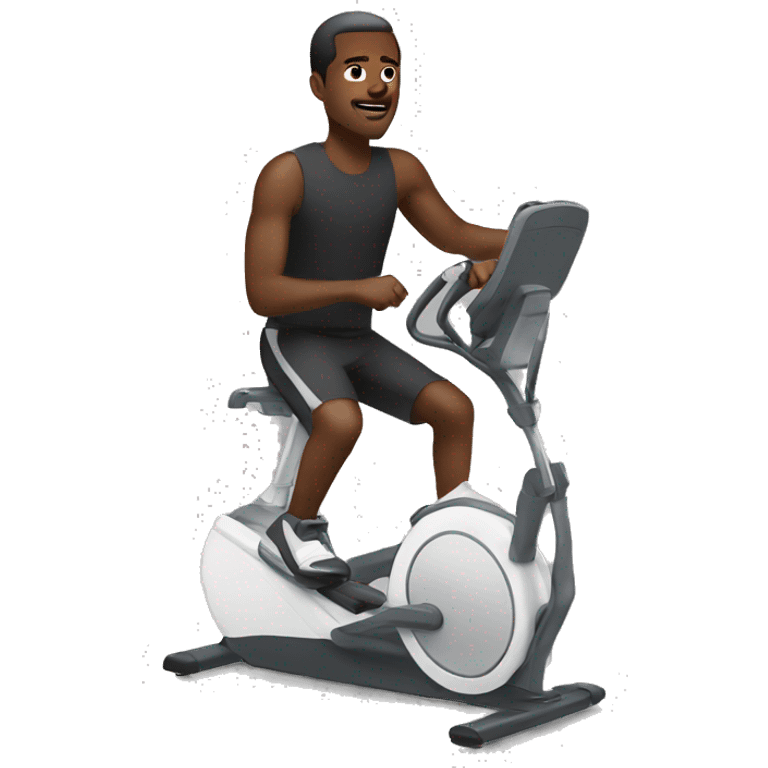 Black man on elliptical  emoji