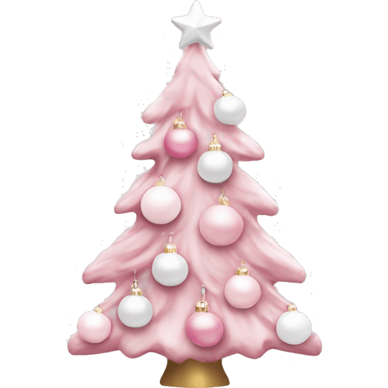 Pastel pink Christmas tree with pink and white ornaments  emoji