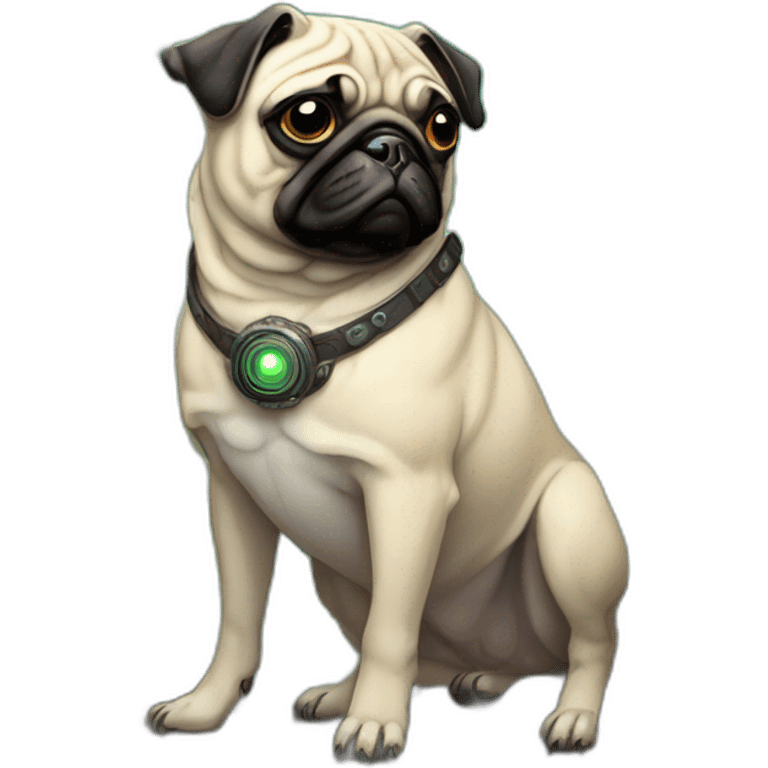 A cyberpunk pug in Art Nouveau style during 1910 emoji