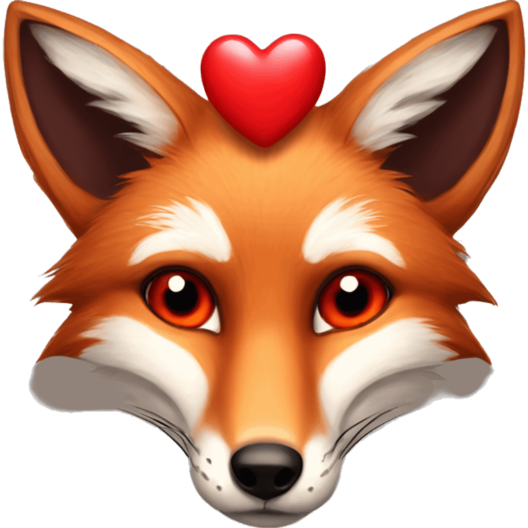 dark red fox face with tiny red heart instead of eyes emoji