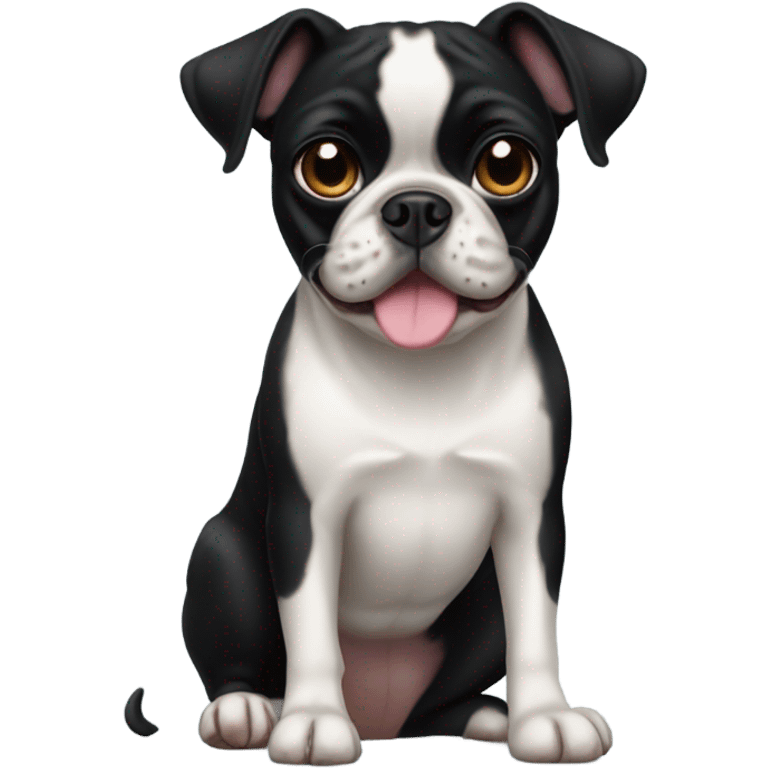 All black Boston terrier and pug mixed breed emoji