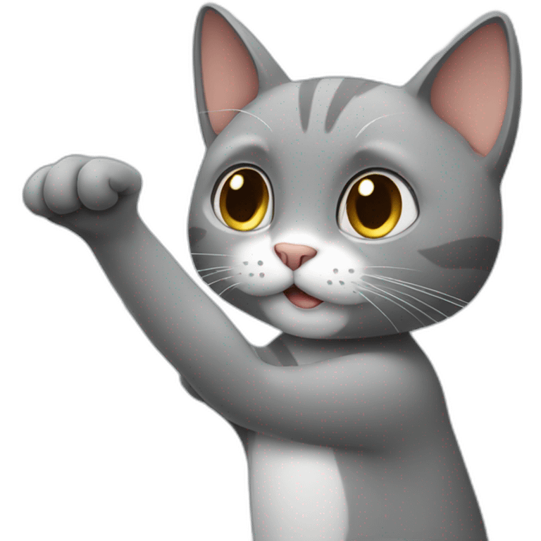 Grey cat who makes a finger of honor emoji