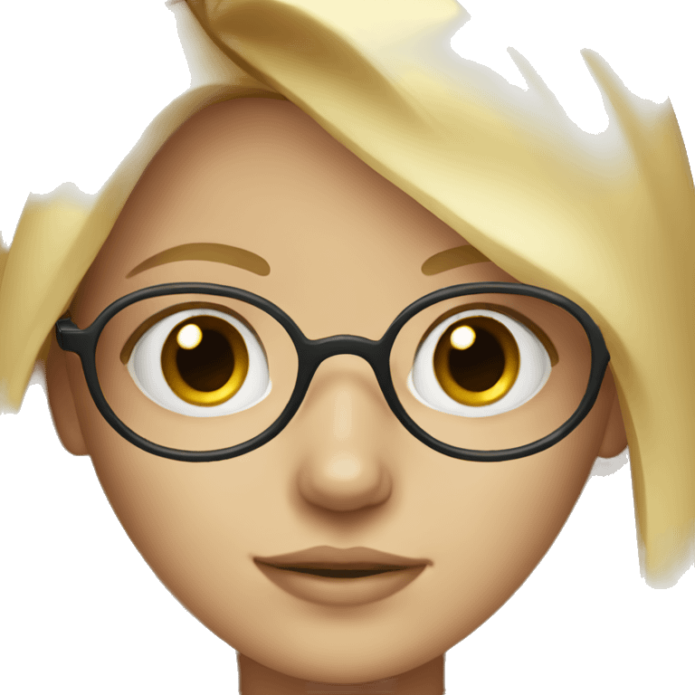 Blonde girl with blue eyes and glasses  emoji