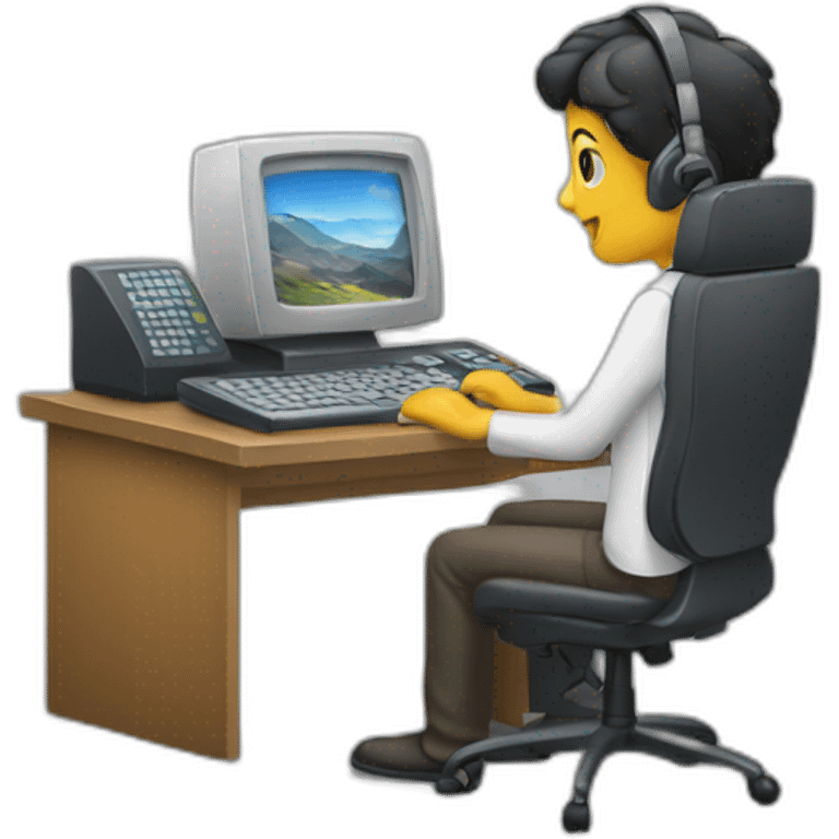 telemarketing attendant with a computer emoji