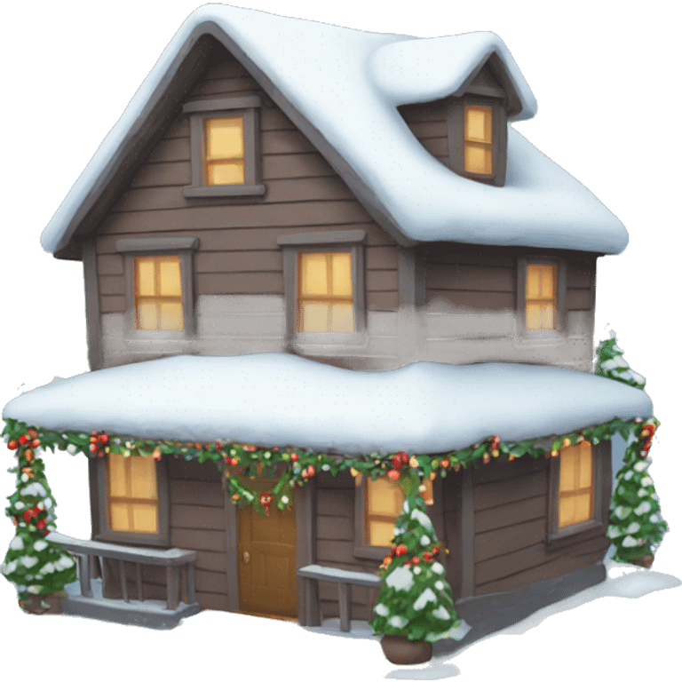 Winter house with a garland  emoji