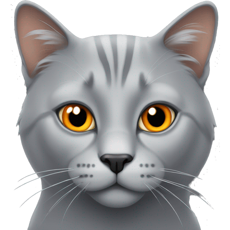 Grey big Britain kind cat with orange eyes emoji