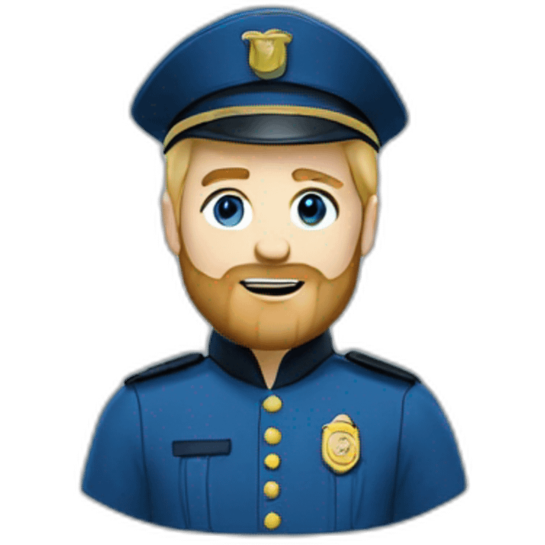 Blond man with a beard constable in blue uniform emoji