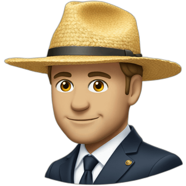 macron wearing wheat hat emoji