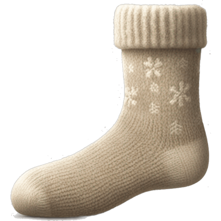 Wool Socks: Cozy wool socks with a soft, fuzzy texture, in neutral tones, perhaps with tiny heart or snowflake patterns. emoji