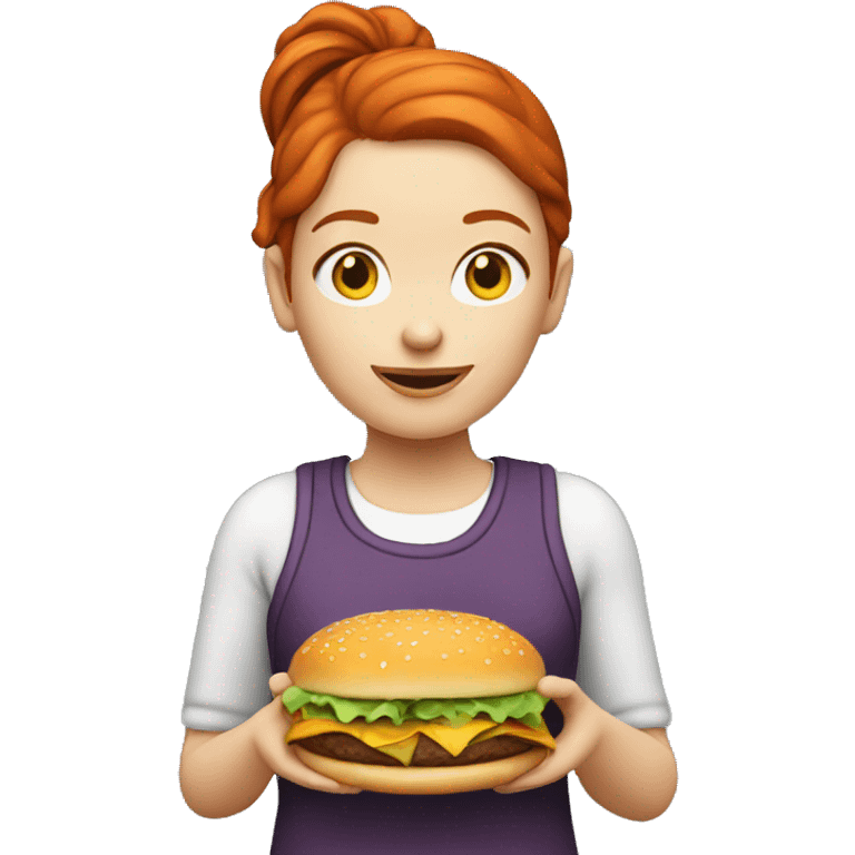 Redhead girl holding cheeseburger  emoji